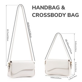 Etercycle Shoulder Bag for Women, Clutch Purse PU Leather Crossbody Bag with 2 Adjustable Straps and Zipper Closure Handbag Y2K Trendy Hobo Bag (White)