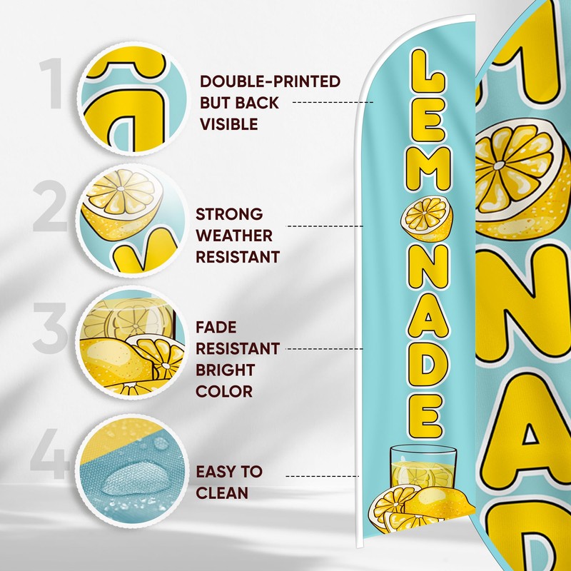 Lemonade Sign Feather Flag - Lemonade Banner Flag - Windless