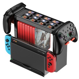 Switch Games Organizer Station for Switch 2/Switch/Switch OLED, Switch Stand Holder with Storage and Organizer for Games, Switch Accessories Kit, Switch Mounts, Brackets & Stands for Games, Black