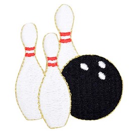 Bowling Pins and Ball Embroidered Iron on Patch