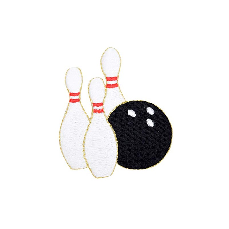 Bowling Pins and Ball Embroidered Iron on Patch