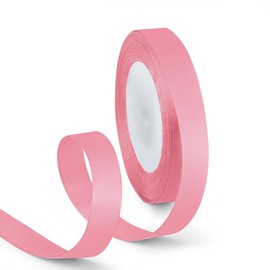 HimBen 5/8 Inch 25 Yards Satin Ribbon Light Pink, Solid Color Fabric Ribbon for Gift Wrapping, Wedding, Polyester Gift Ribbon for Birthday Party Decoration, Craft, Hair, Floral, Sewing