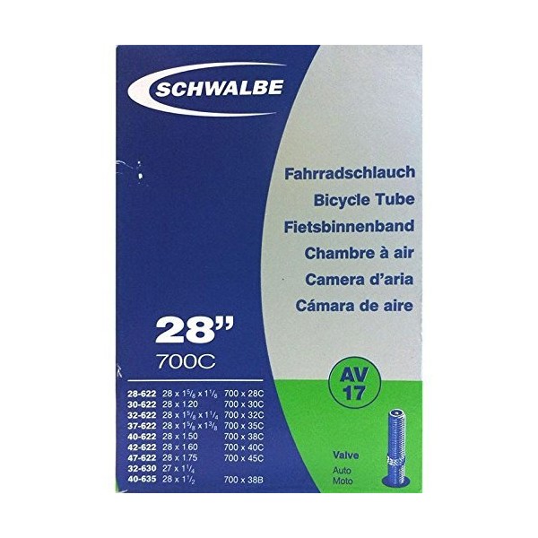 SCHWALBE AV17 Bicycle Inner Tube with Schrader Valve ~~28 inch 37622 MM (28 x 1 3/8 x 1 5/8 inches) (28 x 1.4 inches) by Schwalbe