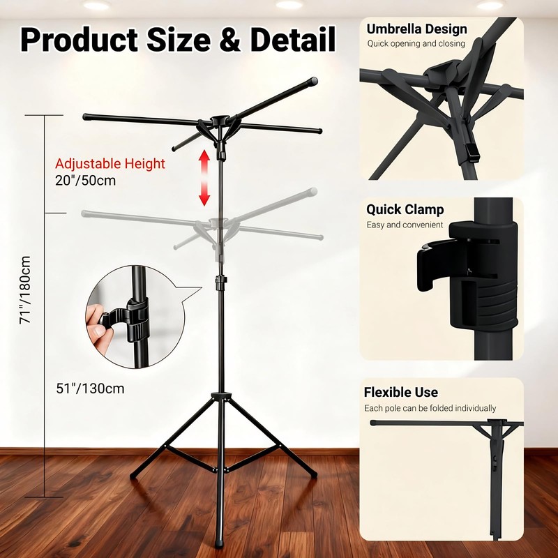 Heavy Duty Metal Shopping Bag Rack - Adjustable Height 51"to