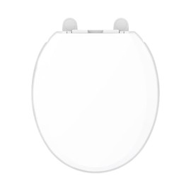 Gerber Round Front Toilet Seat with Cover, Soft Close, No Slam, Quick & Easy Install, Heavy-Duty Plastic, Durable & Fade-Resistant, White GC550129