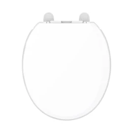 Gerber Round Front Toilet Seat with Cover, Soft Close, No Slam, Quick & Easy Install, Heavy-Duty Plastic, Durable & Fade-Resistant, White GC550129
