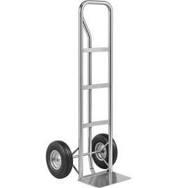 Heavy-Duty Commercial Grey 600 lb Hand Truck Dolly with 10" Solid Rubber Wheels, Steel Cart with Handle and Toe Plate, Ideal for Warehouse, Moving, Delivery