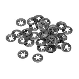 uxcell M5 Star Locking Washer 4.5mm I.D. 14mm O.D. Internal Tooth Lock Washers Push-On Locking Speed Clip 65Mn Black Oxide Finish 40pcs