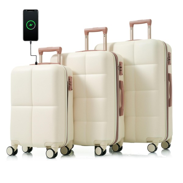 TREATLIFE HOME Luggage Set of 3 with USB Port and