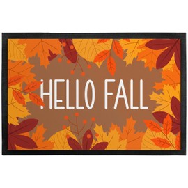 Hello Fall Doormat - Leaves - for Indoor & Outdoor Use - Non-Slip, Extra Thin & Absorbent - Door Mat - Entrance Area Decoration - Gift for Friends and Family for Any Occasion 50 x 35 cm