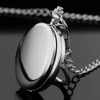 Tiong Silver Smooth Steel Bracket Design Men's Pocket Watch Arabic