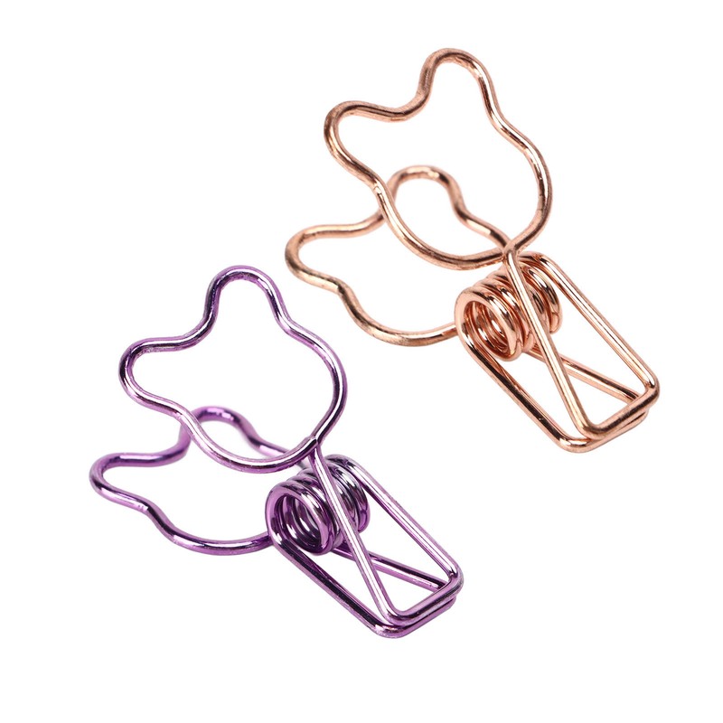 100Pcs Bear Binder Clamps Cute Shape Strong Clamping Sturdy Metal