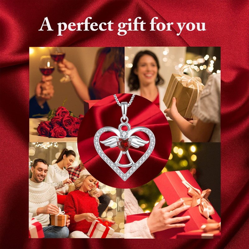 FJ Heart Guardian Angel Pendant Necklace 925 Sterling Silver Angel