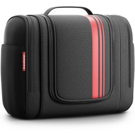 Hanging Toiletry Bag for Women, Men and Children, 7 Litre Storage Space, 3-in-1 Toiletry Bag, Cosmetic Case, Cosmetic Bag for Men and Women, Travel Wash Bag, black/red