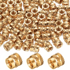 Pack of 100 M4 Threaded Inserts 3D Print Melting Thread, Press-in Nuts, Brass Thread Inserts, Threaded Inserts for 3D Printing Accessories, Plastic Parts Through (M4 x 6 x 6 mm)