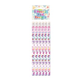 Henbrandt Children’s Unicorn Pencils with Erasers Pack of 6 Kids Stationery Gift Birthday Xmas Party Favour Loot Bag Filler