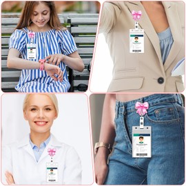 Pink Bow Badge Reel for ID Card Badge, Cute Nurse Badges Reels, Retractable ID Badgee Holder Clip, Nurse Badgee Accessories for Nurses