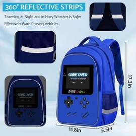 TILYTADLY School Backpack For Boys - Gamer Boys Backpack For Kids Children Teens Elementary Middle School - 2pcs Boys Backpack With Sling Backpack，17″ Large Capacity