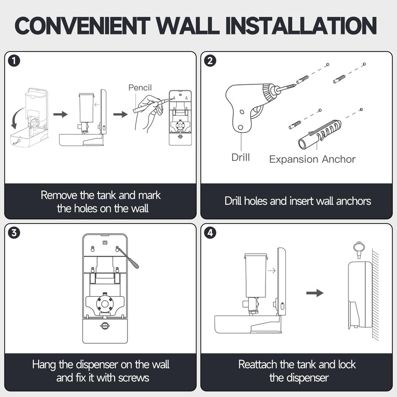 anydry Wall-mounted Manual Pressurized Soap Dispenser, 800ml Capacity with Visual