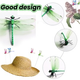 6 Pack 3D Realistic Dragonfly Clips - Colorful Plastic Garden Decor for Outdoor & Indoor Use, Hat/Clothing Accessories, Yard Patio Ornaments - Decorative Stakes (Assorted Colors)