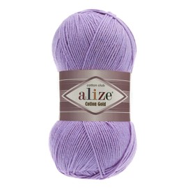 Alize Knitting Yarn 100 g Cotton Gold Plain Classic Yarn Crochet Yarn Knitting Wool Choice of Colours Colour: 43 Lavender