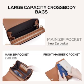 Roulens Small Crossbody Bag for Women,Cell Phone Purse Women's Shoulder Handbags Wallet Purse with Credit Card Slots