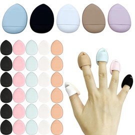 35 piezas de borlas para polvos de dedo, mini borlas para polvos, borlas para polvos de dedo, esponjas de maquillaje para debajo de los ojos, borlas para polvos, esponjas correctoras