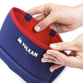 Vulkan Classic Neoprene Knee Support, Navy Blue/Red, X-Small, 26-30 cm Knee Circumference, 3-Piece Contoured Knee Support, Aerotherm Lining, Neoprene Compression, Ideal for Cold-Sensitive Joints