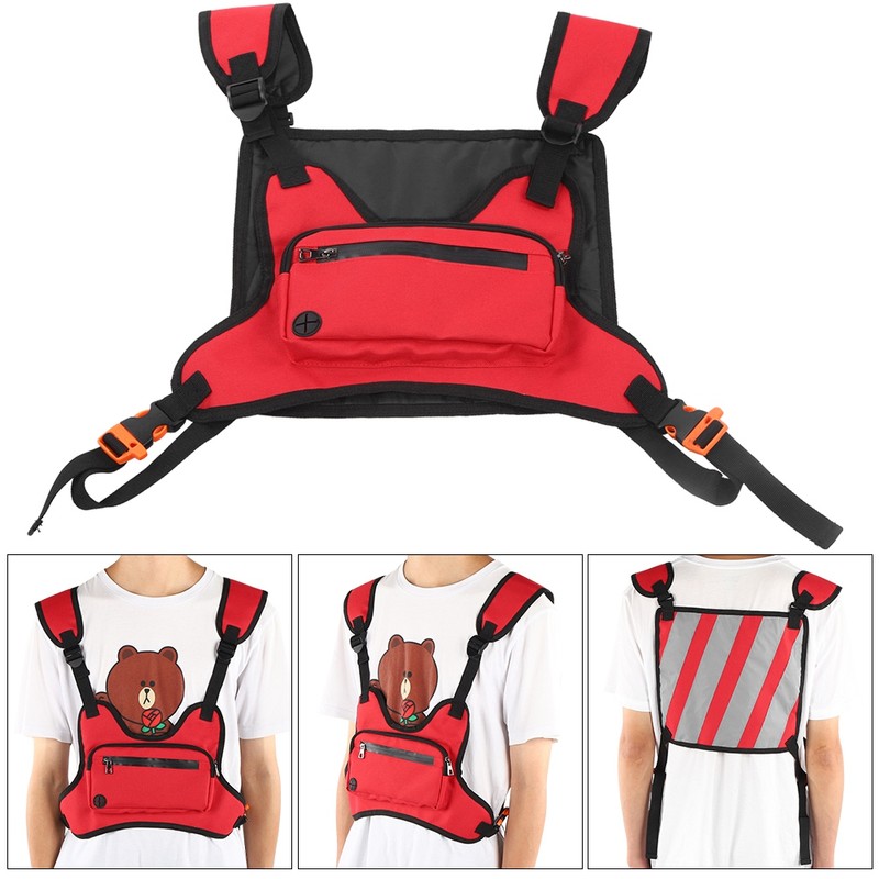 Multi Functional Outdoor Sports Running Chest Bag Adjustable Red Vest