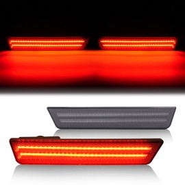 HECASA Rear Side Marker Lights Smoke Lens Red LED Compatible with 2008-2014 Dodge Challenger Charger Replacement for 68039504AA 68039505AA LED Rear Bumper Signal Fender Parking Marker Lamp 2Pcs