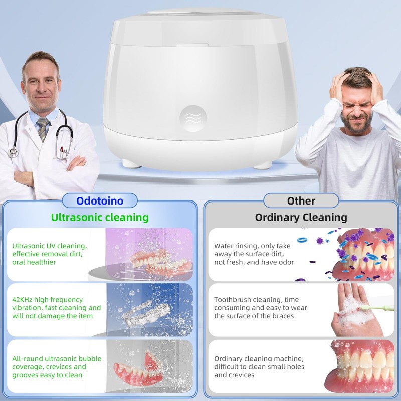 Ultrasonic Retainer Cleaner,Denture Cleaner Machine for Night Guard,Mouth Guards,Braces,Toothbrush Heads,Jewelry