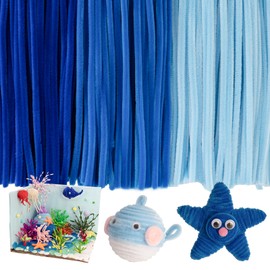 Caydo 300 Pieces Blue Pipe Cleaners, Thick Fluffy Chenille Stems, Pipe Cleaner Crafts for Arts & Crafts, Perfect for Making Animals, Flowers, and Festive Decorations