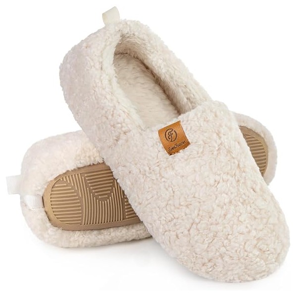 EverFoams Women’s Soft Curly Full Slippers Memory Foam Lightweight House