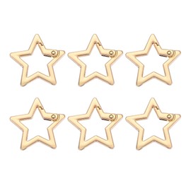 PATIKIL Star Keychain Clip, 6 Pcs Star Key Ring Snap Hook Clips Zinc Alloy Trigger Spring Buckle for Keychains Bags Purses Handbag Jewelry Making, Light Gold