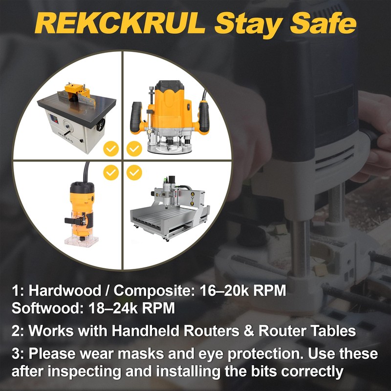 REKCKRUL Pattern Flush Trim Router Bit, 1/4" Shank Top &