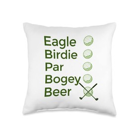 Birdie Bogey Eagle Par Beer Golfing Golf Golfer ART ON BACK Throw Pillow
