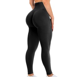 ASAGI Scrunch Butt Lifting Workout Leggings for Women High Waist Yoga Pants Amplify Gym Seamless Booty Tights(1#-Black,X-Large)