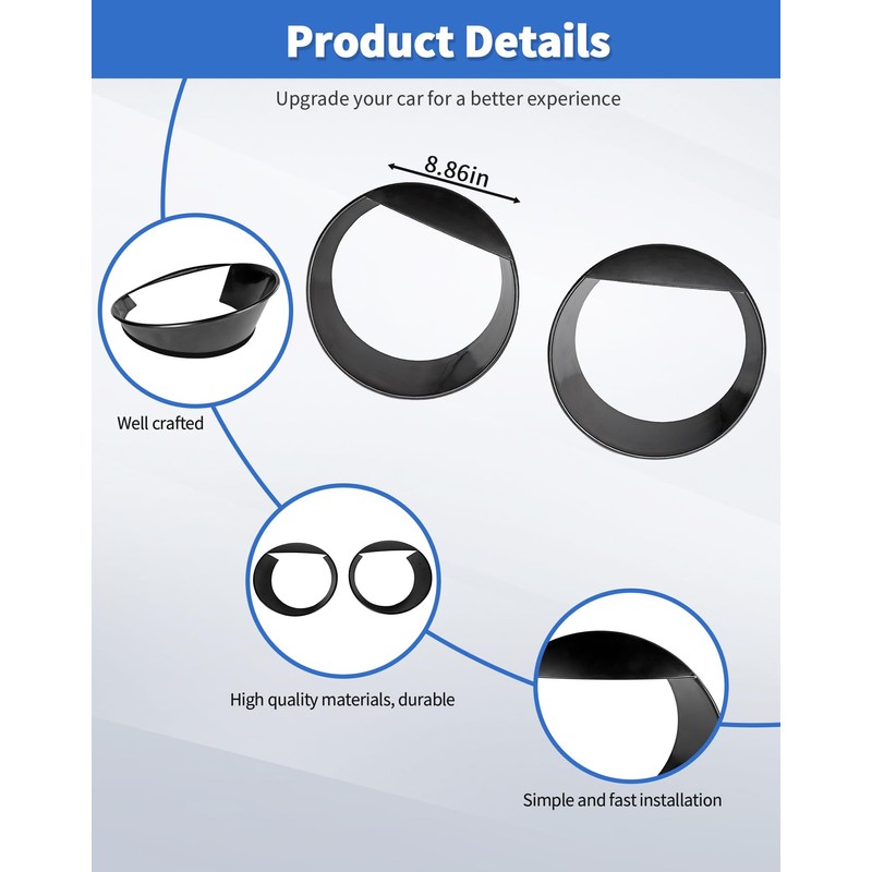 DSWSQ Birds Eyes Front Headlight Trim Cover Frame for 2018-2024