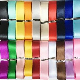 Chenkou Craft 20Yards Double Face Polyester Satin Ribbon Ribbons Assorted of 20 Colors 5/8" 15mm Craft Pack Hair Bow Jewelry Making (5/8" (15mm) Double Side Ribbon)