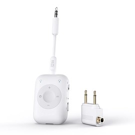 MEE audio Connect Air Pro Bluetooth Wireless Audio Transmitter & Receiver for AirPods or Bluetooth Headphones, 2-in-1 Adapter with Detachable Cable 3.5mm Aux Audio Jack for Airplanes, Auto, Gym, White