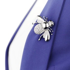 Yienate Fashion Beetle Brooch Rhinestone Bee Brooch Collar Pin Retro Chest Pin Clothes Jewelry Gifts for Men Women (Silver), Rhinestone