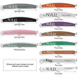 XEAOHESY 12 Pieces Nail Files and Buffers Nail Files for Natural Nails Nail Buffer and Shine Kit 100/180 Grit Finger Nail File Set for Women