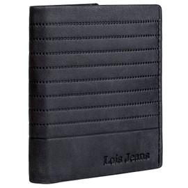 Lois - Men's Leather Wallet - Men's Leather Wallets with RFID Protection - Men's Small Wallet - Men's Leather Wallet - Men's Wallet, black, M