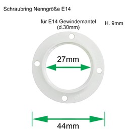 3x E14 Screw Ring Transparent Diameter 27 mm Inner Hole for Lamp Socket Thread Ring for Lamp Shade or Glass Elements