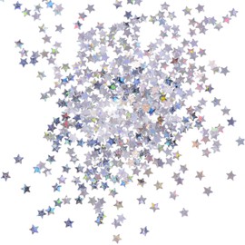EBOOT 100 Gram Stars Confetti Glitter Star Sequins for Crafts DIY Nail Art and Party Decoration, Holographic Silver