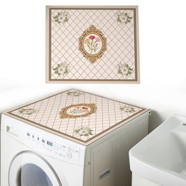REAIJUNPIN Washer and Dryer Covers for the Top, 27'' x 27'' Colorful Flowers Design Washing Machine Top Protector Dust-Proof Cover,Anti-Slip Washer or Dryer Top Mat Covers (Grid Flowers)