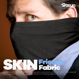 ROXUN 4 Pack Neck Gaiter, Cooling Breathable Face Mask UV Protection Scarf Hiking Bandana for Men/Women White+Light Gray+Purple+Pink