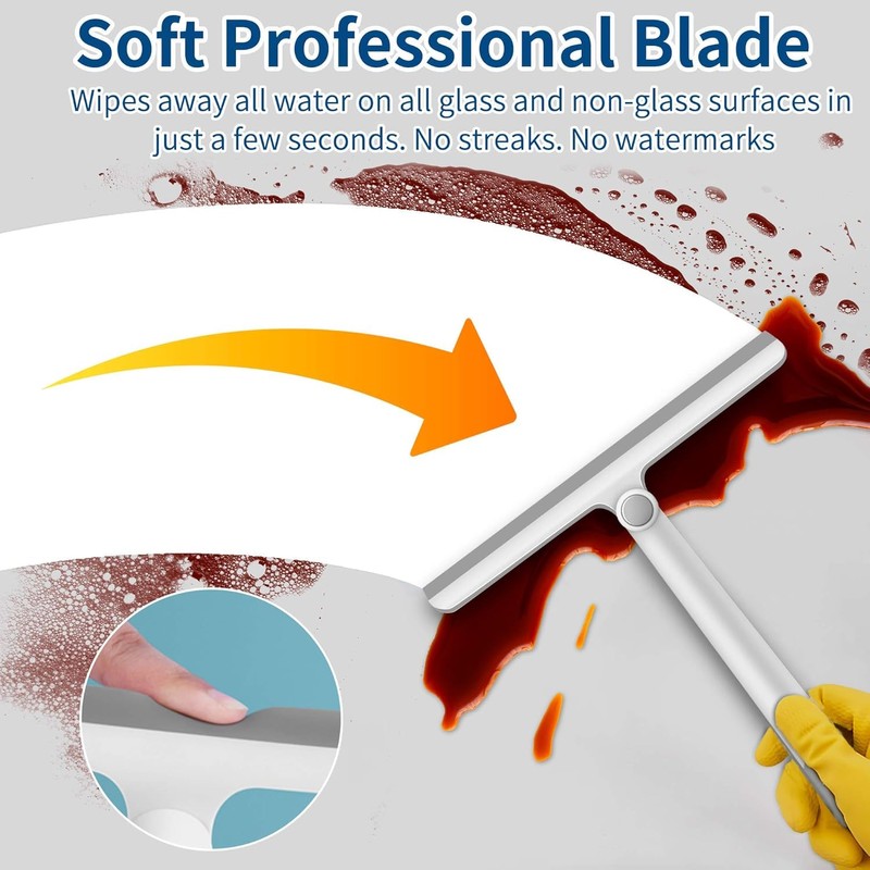WONDAY Shower Squeegee for Glass Doors, 12" Long Handle Window