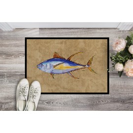 Caroline's Treasures 8817MAT Tuna Fish Doormat 18x27 Front Door Mat Indoor Outdoor Rugs for Entryway, Non Slip Washable Low Pile, 18H X 27W