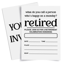 Weifuju Funny Retirement Party Invitations for Women Men, Retirement Party Invite Cards, 20 Invites with Envelopes (4"x6")